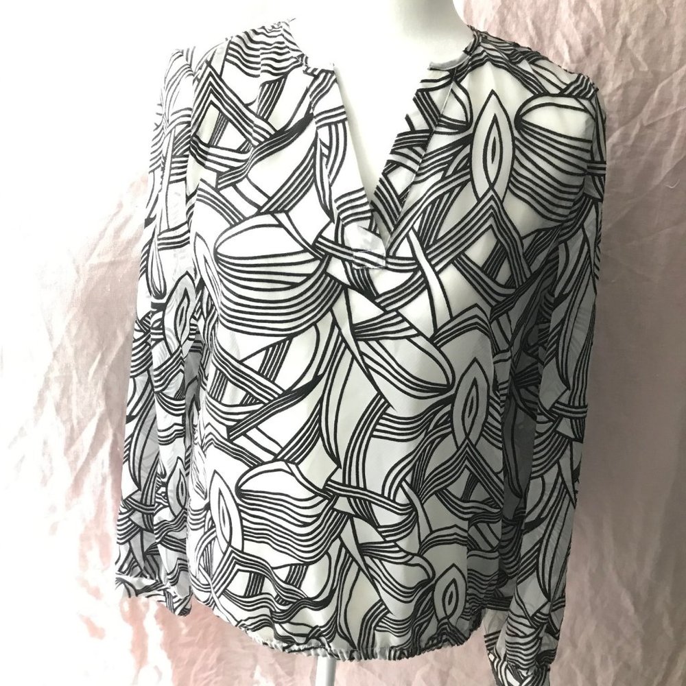 LIMITED Overblouse Dramatic Sheer Black and White